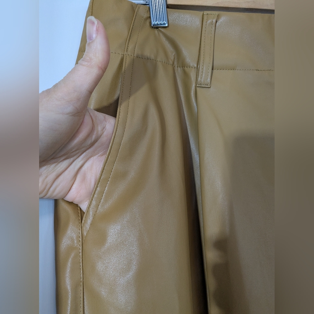 NWT Faux Leather Pants Beige Sz 12 - Picture 5 of 10